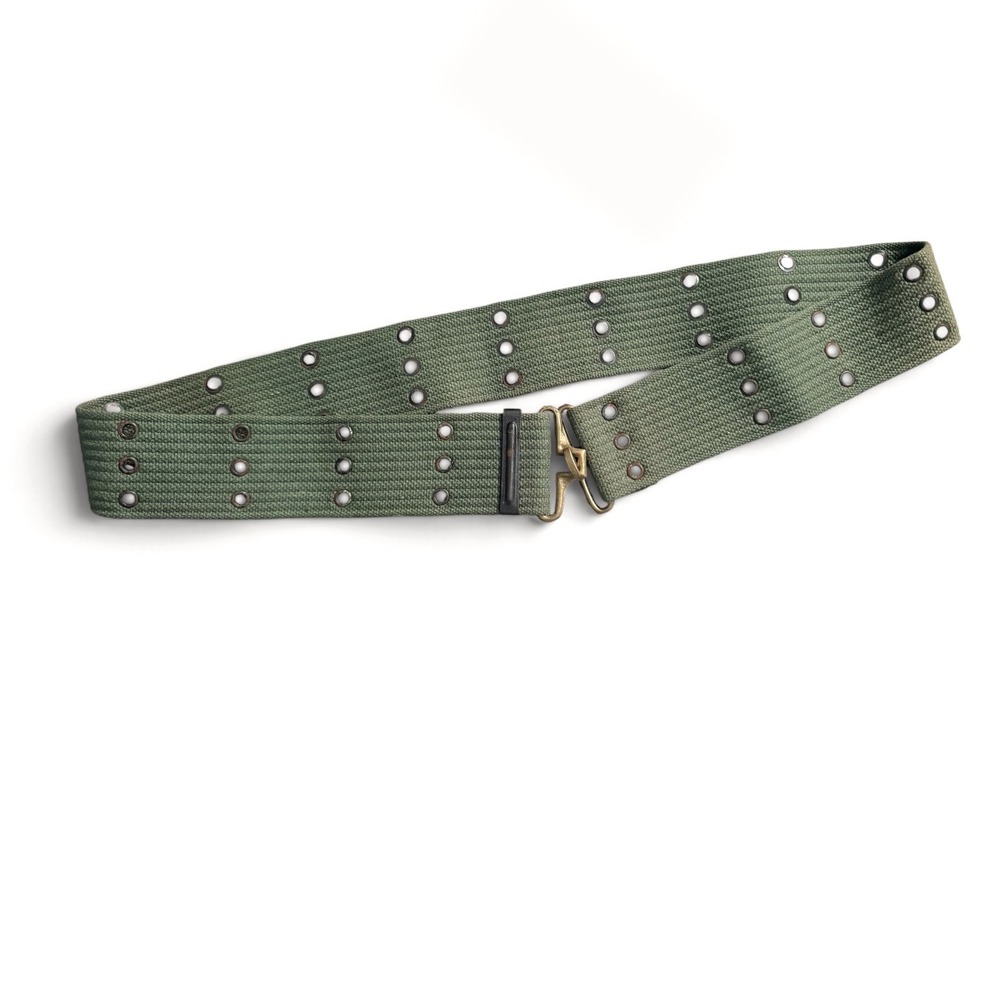 Vintage Military Web grommet Belt olive green Army Utility Adjustable Belt 38"
